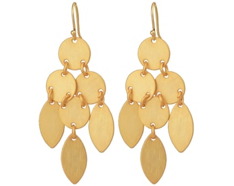 Matte Finish Jewelry Statement Earrings Gold Plated Earrings For Her, Large Brass Earring Party Wear Earrings Gift For Her. 3503