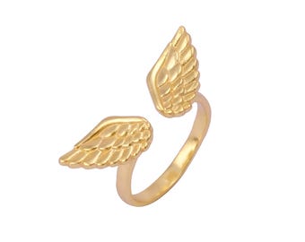 Pierścionki Angel Wings dla kobiet, Regulowany pierścionek Angel Wings, Złoty pierścionek z piórem, Pierścionek Eternity Wings, Pierścionek Princess Angel, Pierścionek obietnicy, prezenty