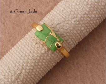 Mohave Jade Turquoise Gemstone Rings, Gold Plated Handmade Statement Ring Jewelry, Dainty Natural Turquoise Minimalist Ring For Her. 2950