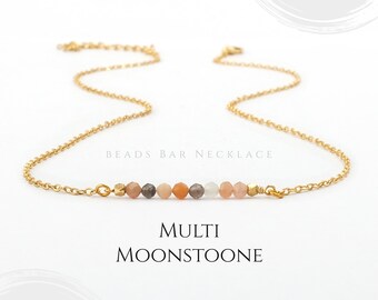 Echte edelsteen kralen staafketting, rond geslepen facetkralen sieraden, kleine edelsteen ketting, helende kristal kralen ketting cadeau. 1147