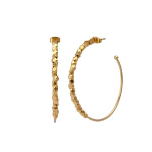 Gold Hoop Earrings with Textured Bead, Lightweight Minimalist Hoop Earrings, Modern Geometric Design, Stylish Statement Jewelry for Women