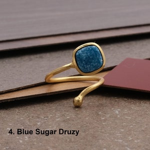 Natural Sugar Druzy Ring, Gold Plated Ring, Statement Adjustable Druzy Ring, Handmade Jewelry, Dainty Ring, Boho Ring For Her