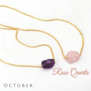 Natural Rose Quartz Raw Necklace Jewelry, Tiny Rough Crystal Necklace, Gold Plated Chain Raw October Birthstone Jewelry, Boho Gift Item.2128