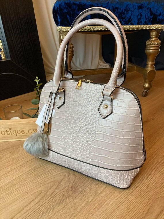 Ladies Bowler Bag Shoulder Bag Handbags Mock Croc Effect Large Etsy