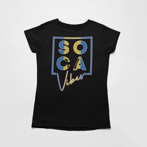 Women&#39;s Barbados Flag Themed T Shirt: Soca Vibes