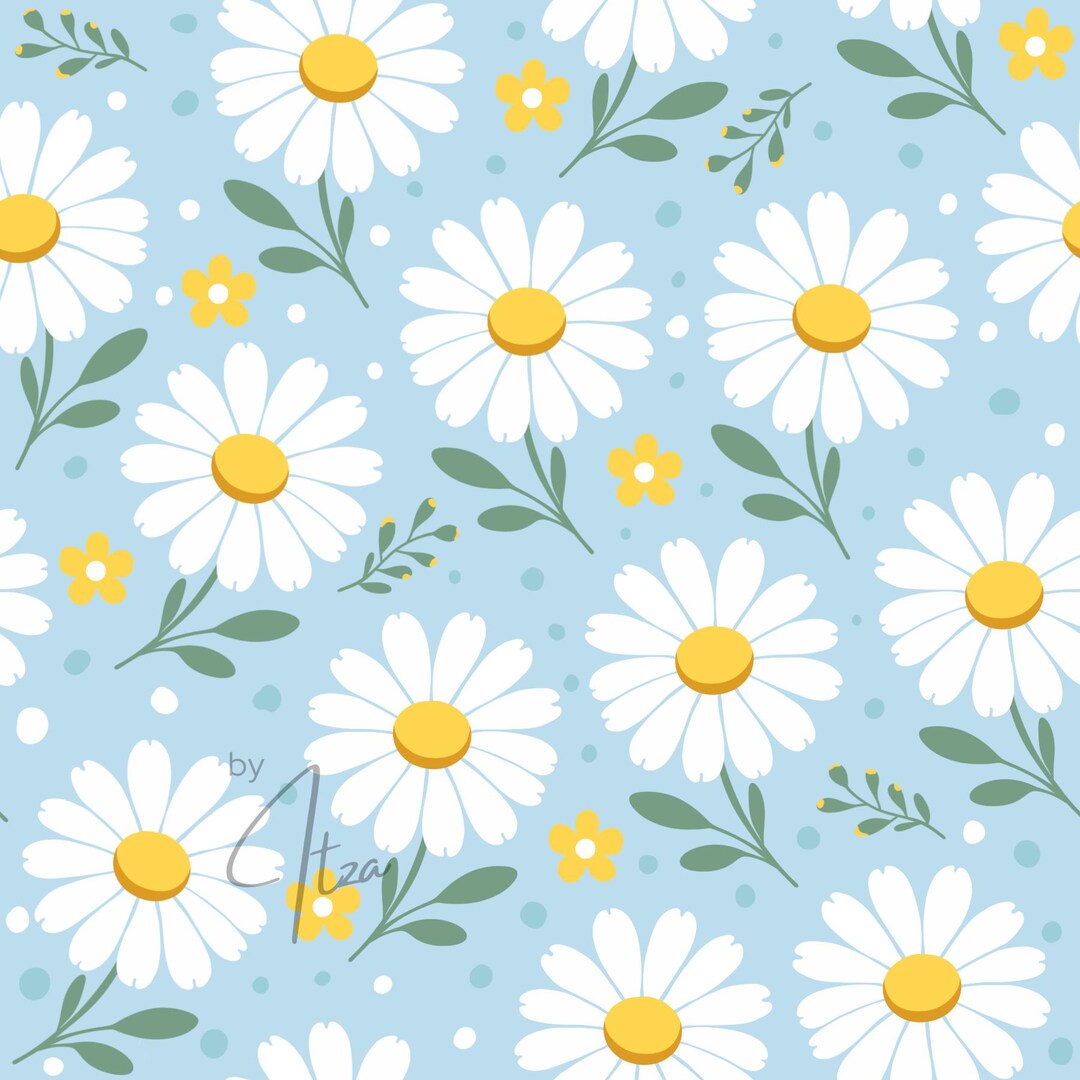 Daisy Seamless Pattern, Floral Digital Paper, Seamless Pattern, Repeat ...