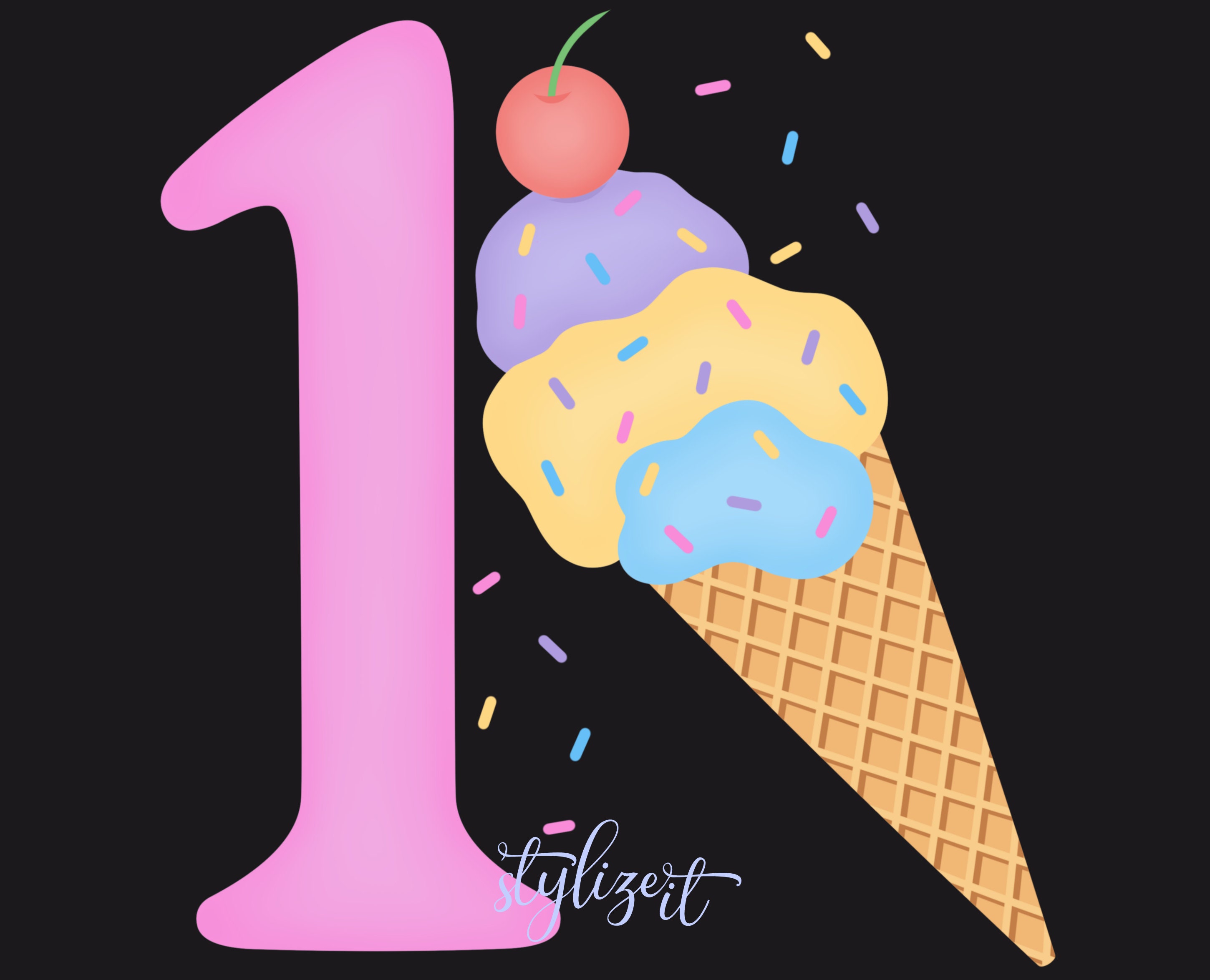 Kids Ice Cream Cone PNG Clipart | Sublimation Designs Downloads | First ...