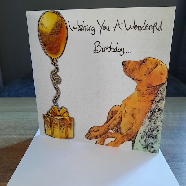 Fox Red Labrador Happy Birthday Card