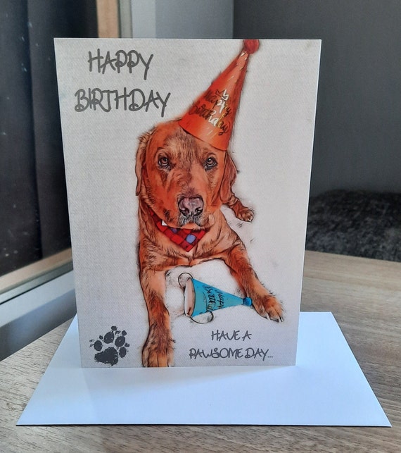 Fox Red Labrador Happy Birthday Card - Etsy