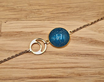 Japanese style women's bracelet in duck blue gold