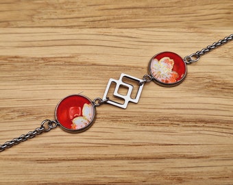 Red silver Japanese style women's bracelet