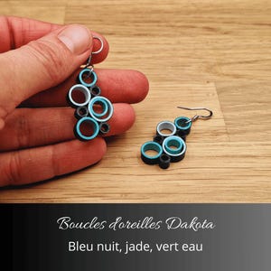 Blue green paper drop earrings