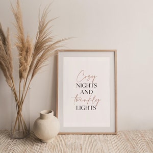 Cosy Nights and Twinkly Lights, Home Prints, Living Room Print, Neutral Home Print, Wall Art, Modern Home Decor, Neutral Home Decor