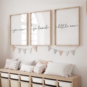You Are So Loved Little One Prints- Set of 3, Baby Girl Print, Neutral Nursery Print, Nursery Wall Art, New Baby, Kids Bedroom, Playroom Art