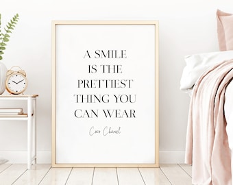 Smile is the Prettiest Print, Wall Art, Living Room, Home Prints, House Warming Gift, Make up Print, Bedroom Print, Dressing Room, Rose Gold