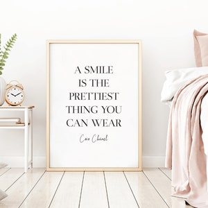 Lächeln ist der hübscheste Druck, Wandkunst, Wohnzimmer, Haus, Einweihungsgeschenk, Make up Druck, Schlafzimmer Druck, Ankleidezimmer, Rosegold