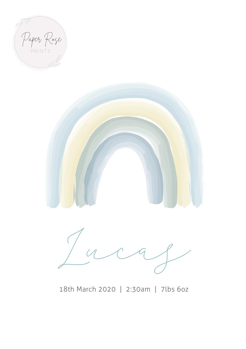 Personalised Name Rainbow Baby Boy Print Nursery Prints New Etsy