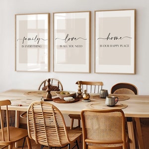 Living Room Prints, Set of 3, Above Sofa Prints, Neutral Bedroom Print, Family Print, Love Print, Beige Home Print, Lounge Prints, Wall Art image 10