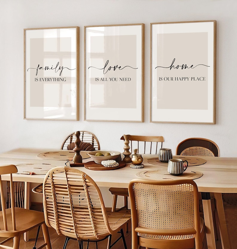 Living Room Prints, Set of 3, Above Sofa Prints, Neutral Bedroom Print, Family Print, Love Print, Beige Home Print, Lounge Prints, Wall Art image 10