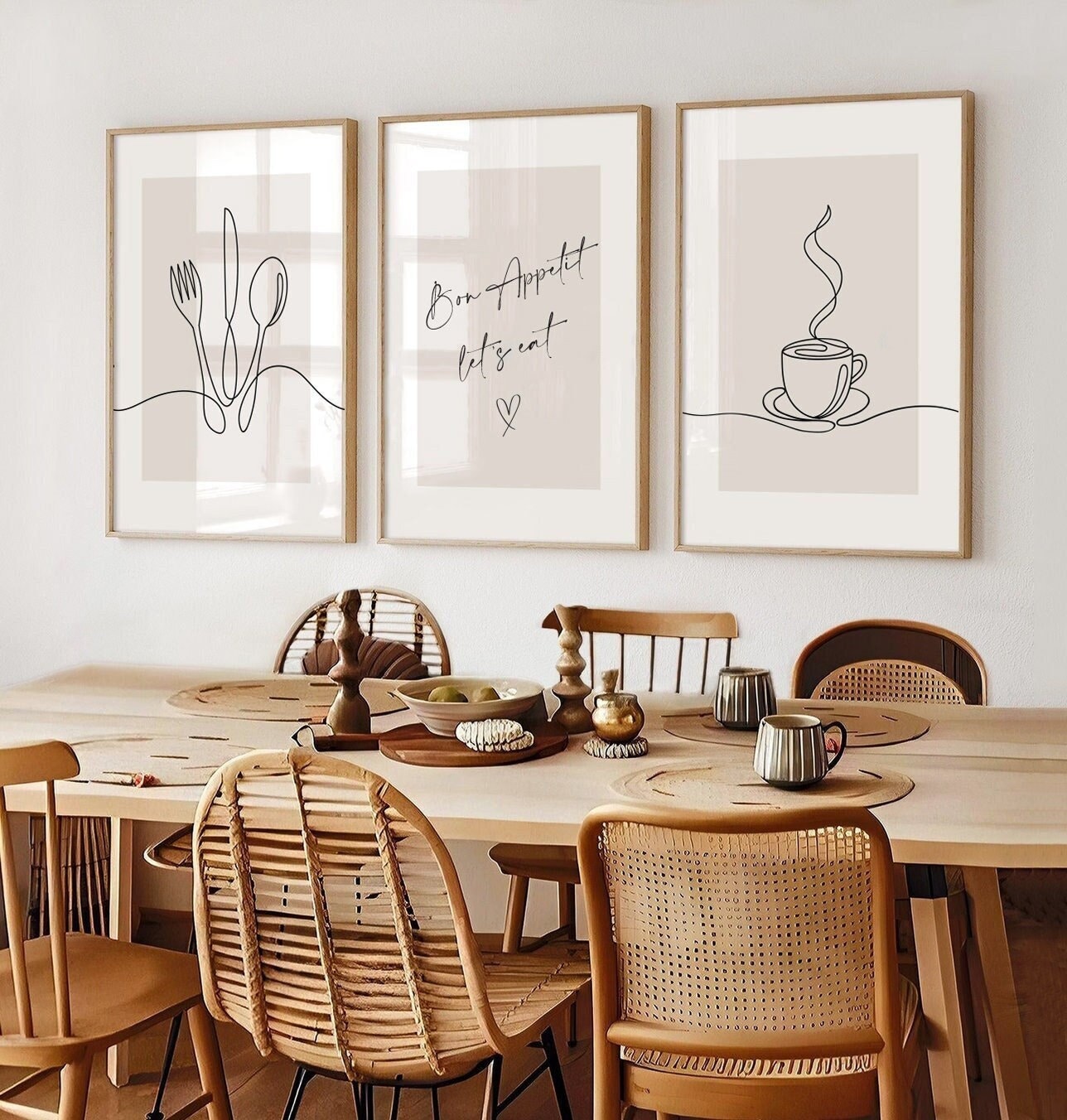 beige kitchen prints, dining room prints, set of 3,... Neutral Beige Kitchen Prints, Dining Room Prints, Set of 3, Kitchen ...