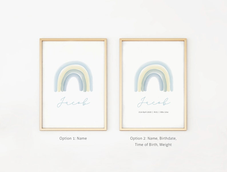 Personalised Name Rainbow Baby Boy Print Nursery Prints New Etsy