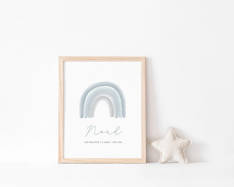 Personalised Name Rainbow Baby Boy Print Nursery Prints New Etsy