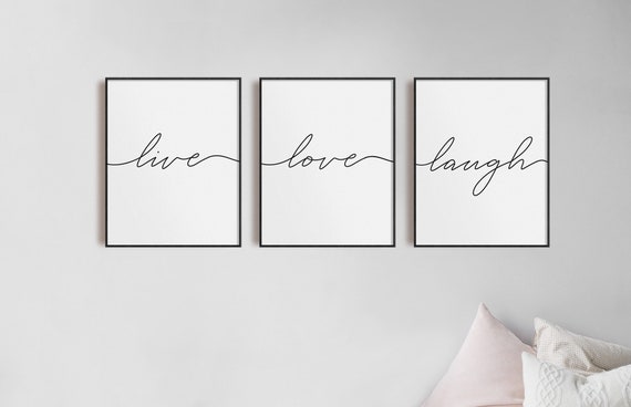 Live Laugh Love Prints, Set of 3, Living Room Wall Art, Bedroom Prints, Modern Home Decor, Calligraphy Print, Love Quote, Laugh Print,Poster