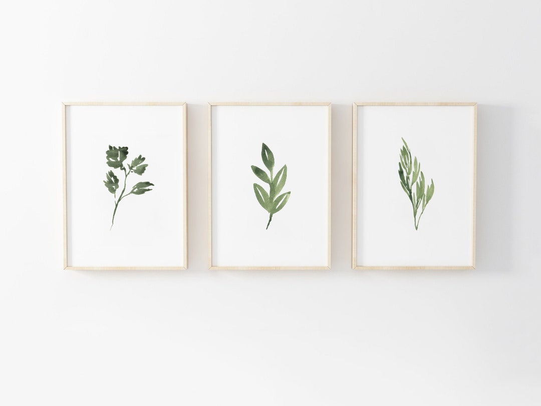 Kitchen Herb Plant Prints, Set of 3, Watercolour Herbs, Home Prints ...