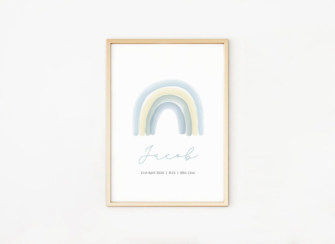 Personalised Name Rainbow Baby Boy Print Nursery Prints New Etsy