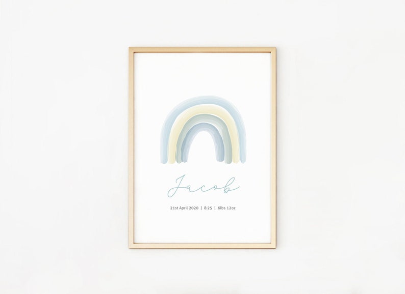 Personalised Name Rainbow Baby Boy Print Nursery Prints New Etsy
