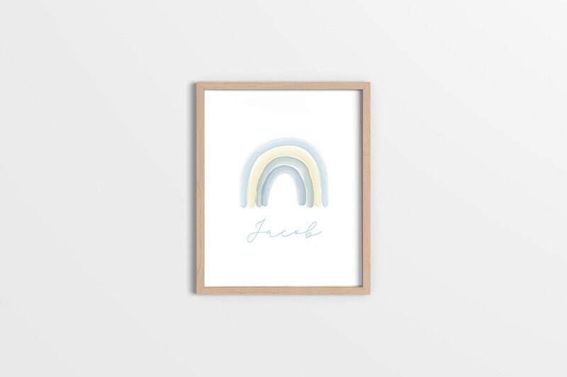 Personalised Name Rainbow Baby Boy Print Nursery Prints New Etsy