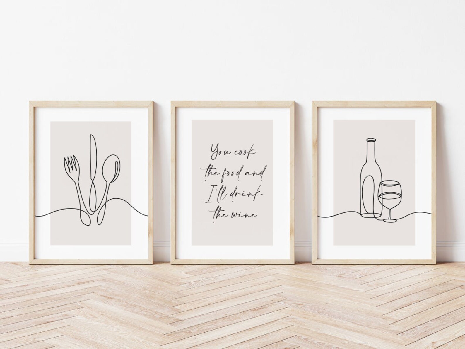 neutral beige kitchen prints, dining room prints, set... Beige Kitchen Prints, Dining Room Prints, Set of 3, Kitchen Wall Art ...