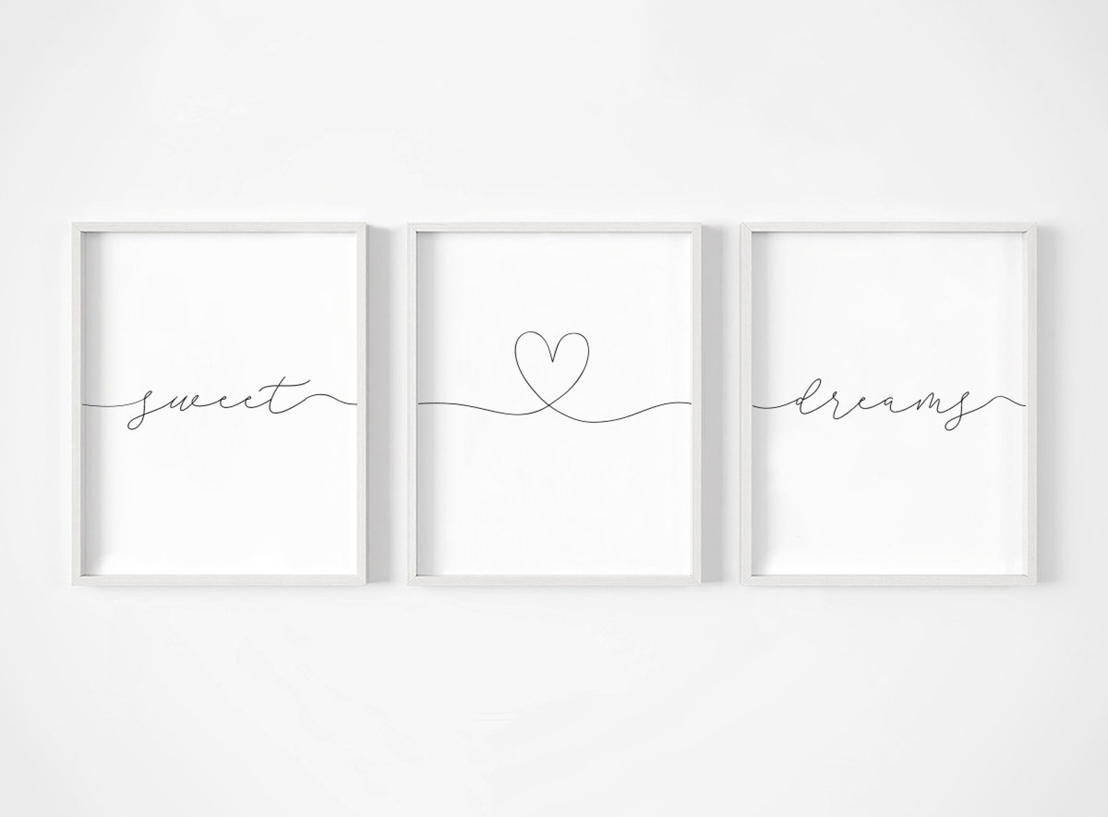 Sweet Dreams Heart Bedroom Prints Set of 3 Home Prints Love Etsy