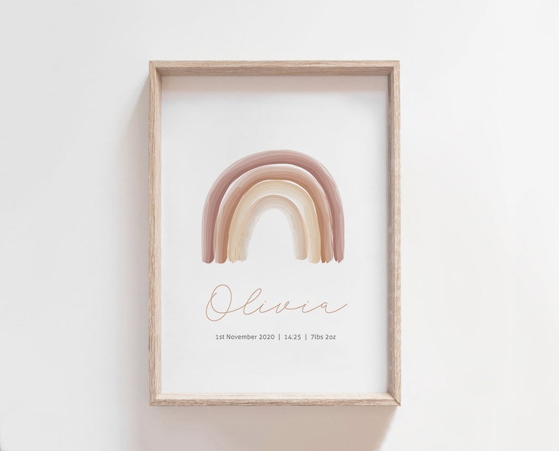 Personalised Name Rainbow Baby Boy Print Nursery Prints New Etsy