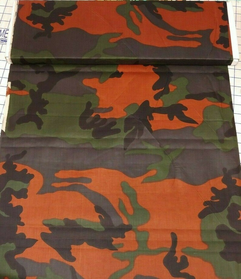 Camo camouflage 100 Cotton quilt wt fabric rust green black Etsy