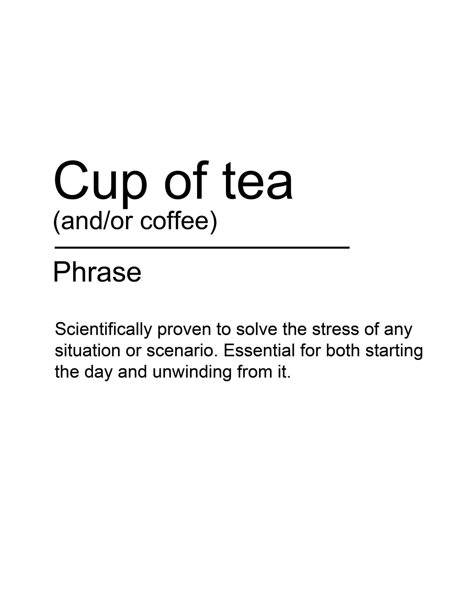 Cup of tea Definition Quote Digital Download Wall art Etsy