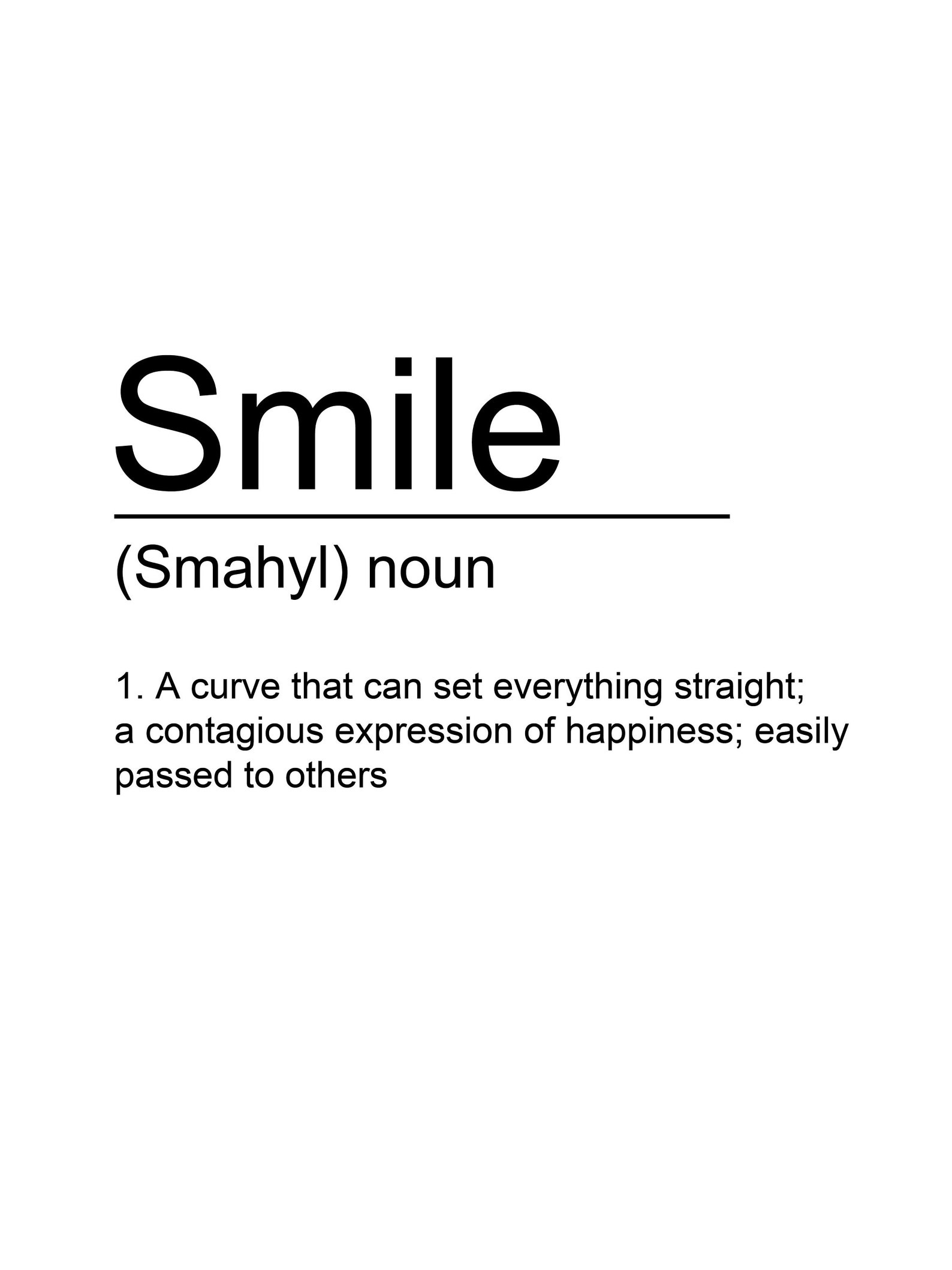 Smile Definition Quote Digital Download Wall art Design Etsy