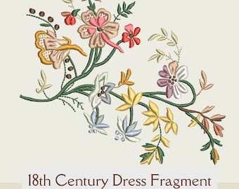 18th Century Machine Embroidery Design - Dress Fragement - Historical Sewing