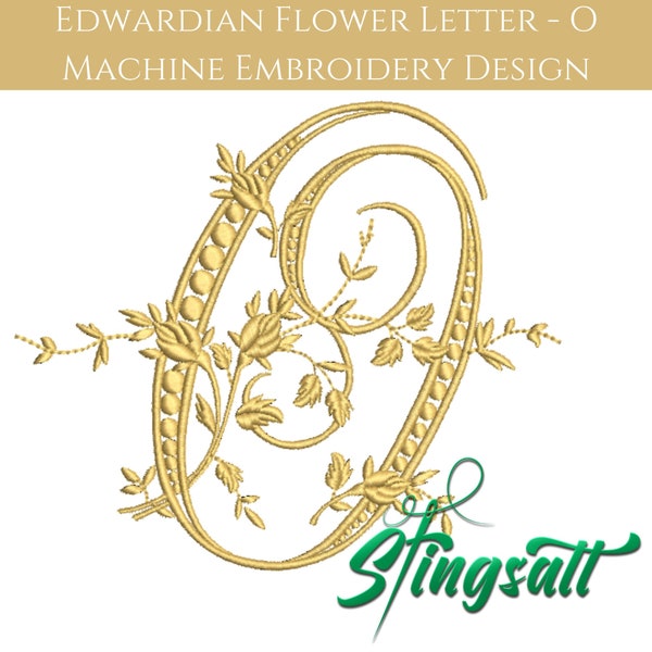 Edwardian Embroidery Lettering. Historical Machine Embroidery for Weddings. Historical Letter O. Victorian Lettering. Monogram