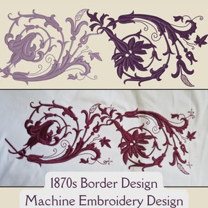 Border Design from 1870s. Machine Embroidery Design. Continuous border design. Victorian Design