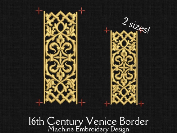 Border Design from 16th Century Venice. Machine Embroidery Design. Continuous border design. Medieval patterns
