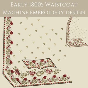 Early Regency Waistcoat For Machine Embroidery. Historical Designs. Menswear.