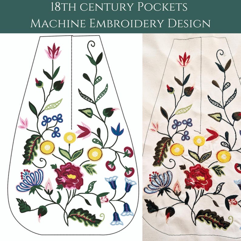 18th Century Pockets for Machine Embroidery. Historical Accessories for Reenacting and LARP image 1
