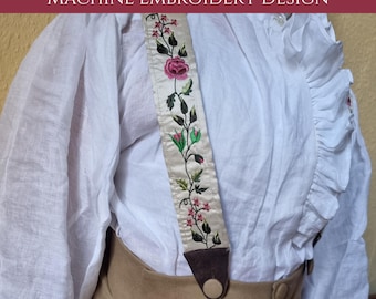 Braces / Suspenders - Machine Embroidery. Historical Accessories 19th century. Regency