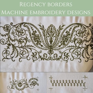 Regency Machine Embroidery Design. Continuous border designs. 19th century