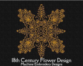 18th Century Flower - Machine Embroidery Design - Historical flower motif - Digitized from Old Book