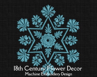 18th Century Flora Machine Embroidery Design | Historical Machine Stitch File