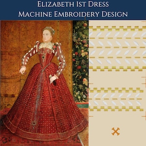 Elizabeth 1st Dress borders Embroidery Designs. Elizabethan and tudor Design