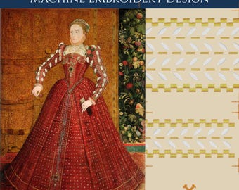 Elizabeth 1st Dress borders Embroidery Designs. Elizabethan and tudor Design