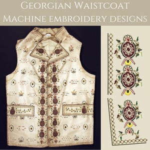 Georgian Regency Waistcoat For Machine Embroidery. Many designs and borders in one. Historical Designs